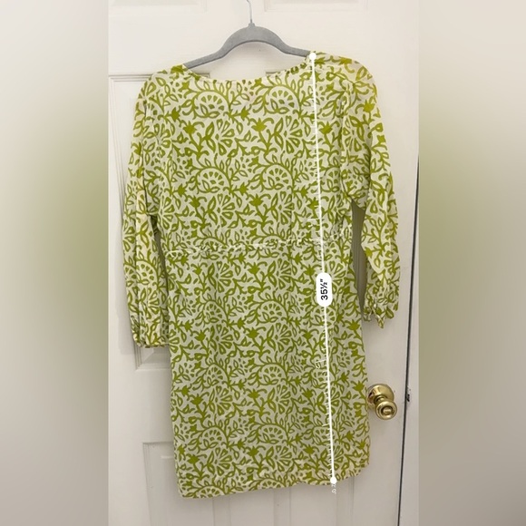Gretchen Scott Printed Dress Green Size Medium 100% Cotton Floral Artsy Preppy - Picture 6 of 6